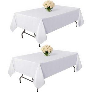 Durable 60x102 Inch White Rectangle Tablecloths - Stain & Wrinkle Resistant